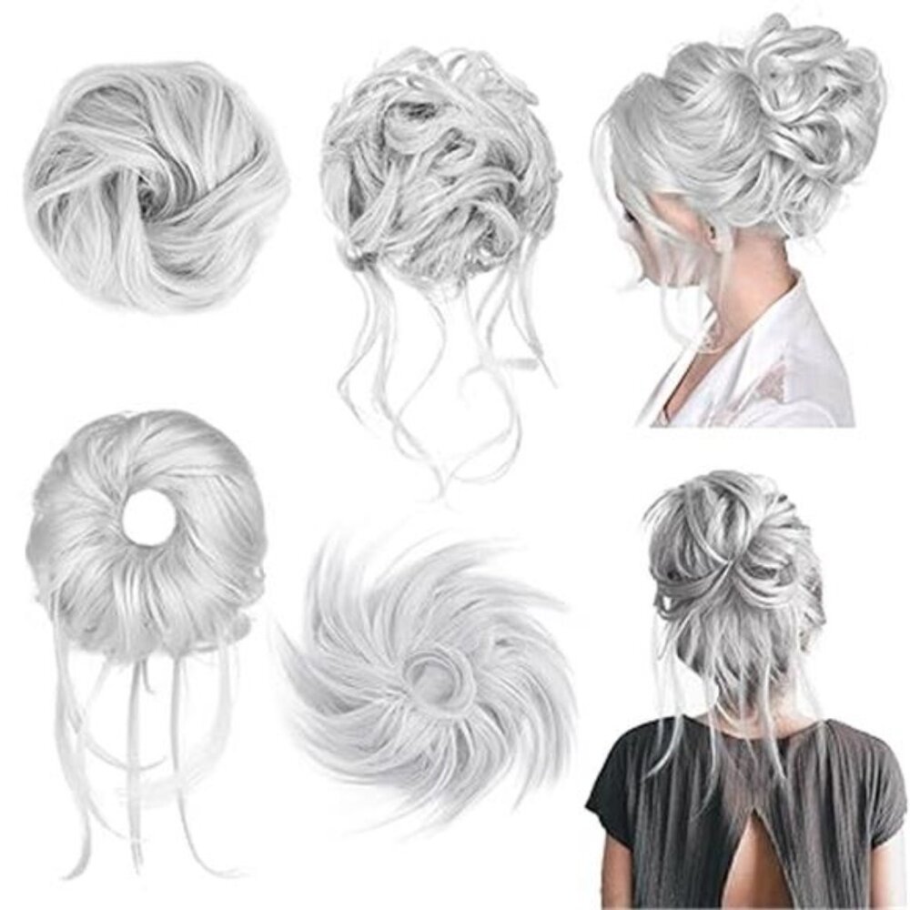 Messy Bun Hair Pieces, 4 Pieces Messy Bun Straight Bun Hair Pieces for Women - Picture 6 of 6